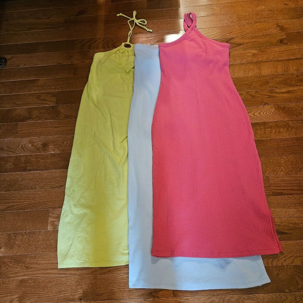 Lot of 3 Old Navy Dresses Swimsuit Covers Blue Sz L, Pink Sz PM, Green Sz S